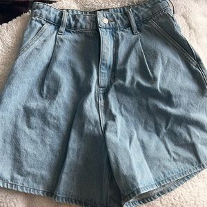Wide leg denim shorts